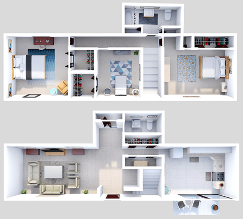 Floor plan for 3 beds, 1.5 baths, 1250 sqft